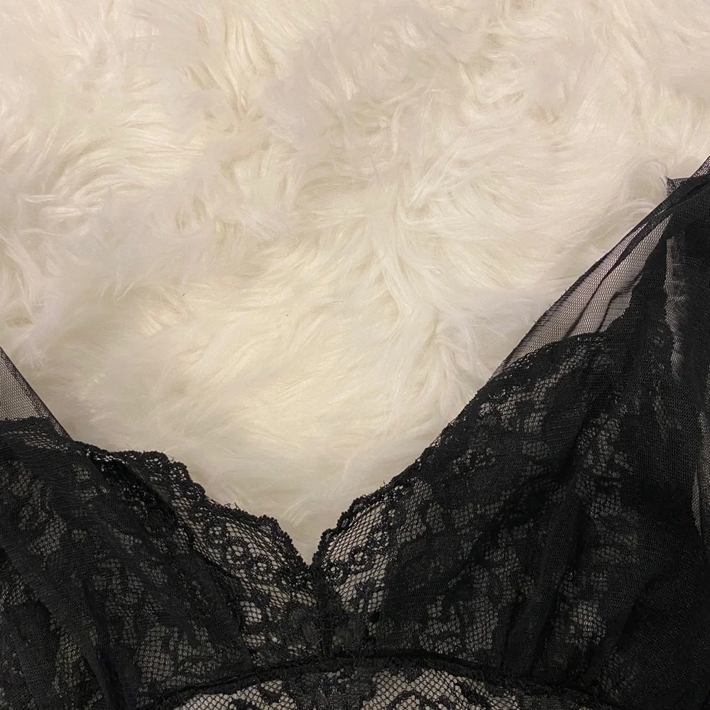 NWOT Black Lacey Lingerie w/ Bow On Back Keyhole